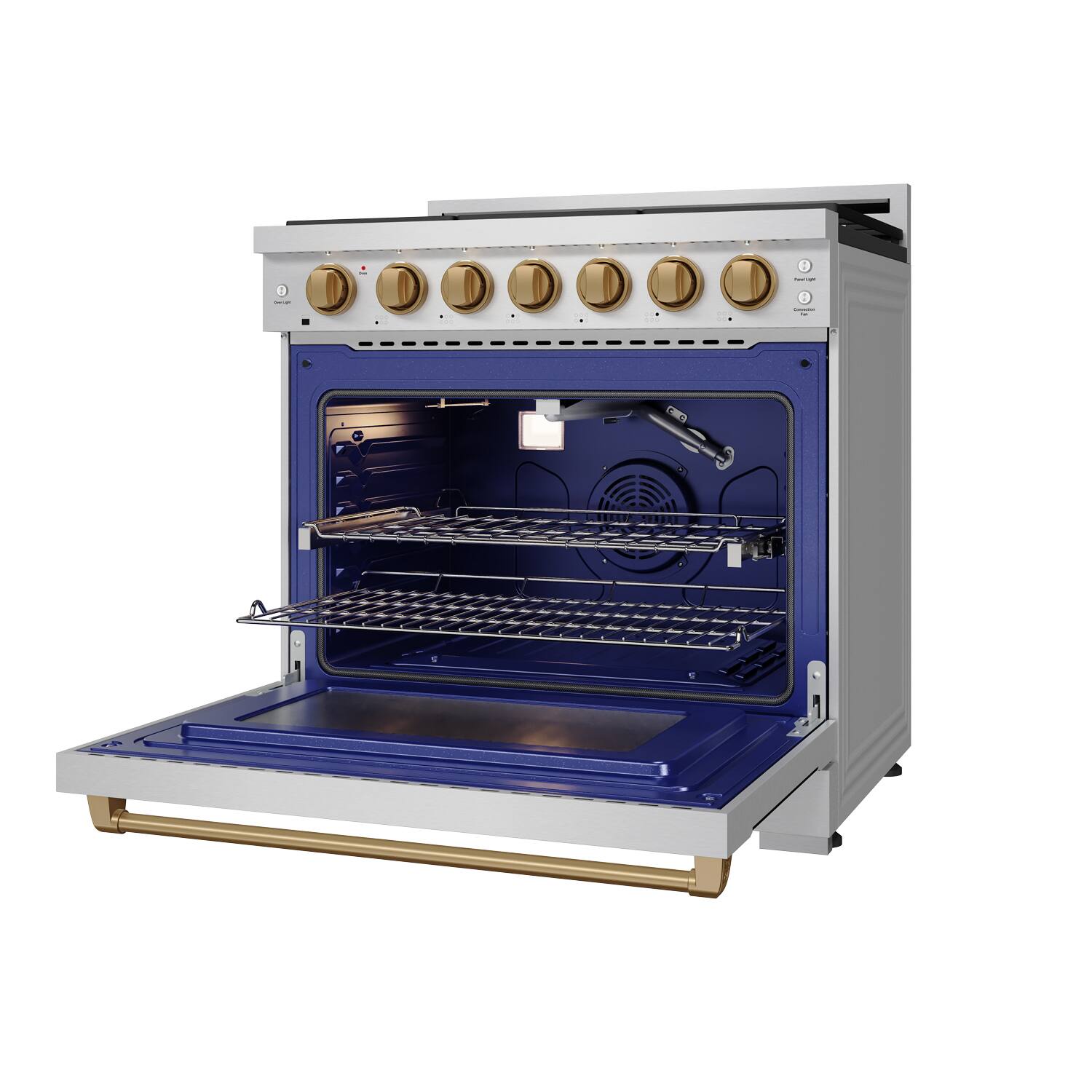 Alt View 3. Thor Kitchen - Gordon Ramsay Series by Thor Kitchen 6.0 Cu. Ft Freestanding Gas Range with Bronze Hardware - Stainless Steel.