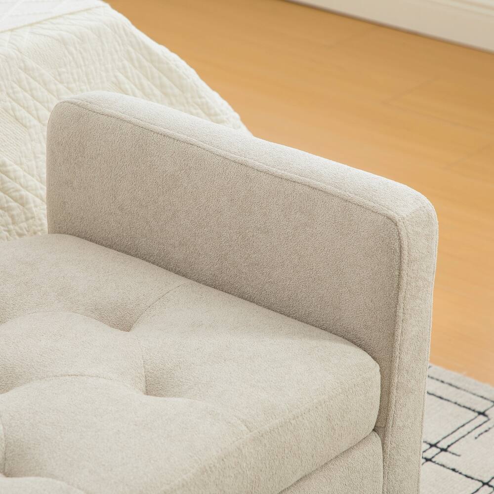 Alt View 2. Ropilly - Ropilly Modern Upholstered Storage Bench with Rolled Armrests Griege Napped Fabric Entryway Bedroom Bench - Griege.