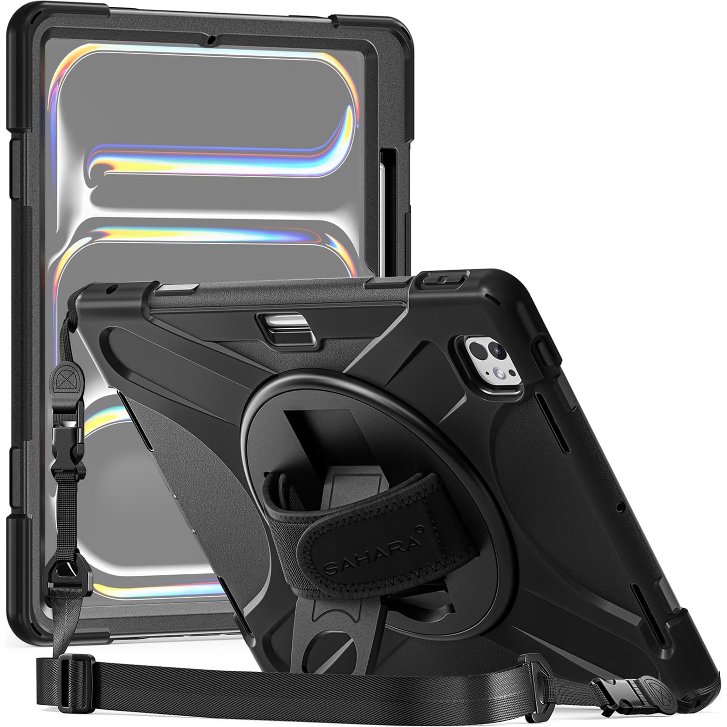 Front. SaharaCase - Raider-X Series Heavy-Duty Case for Apple iPad Pro (M4 2024/M5 2025) 13" - Scorpion Black.