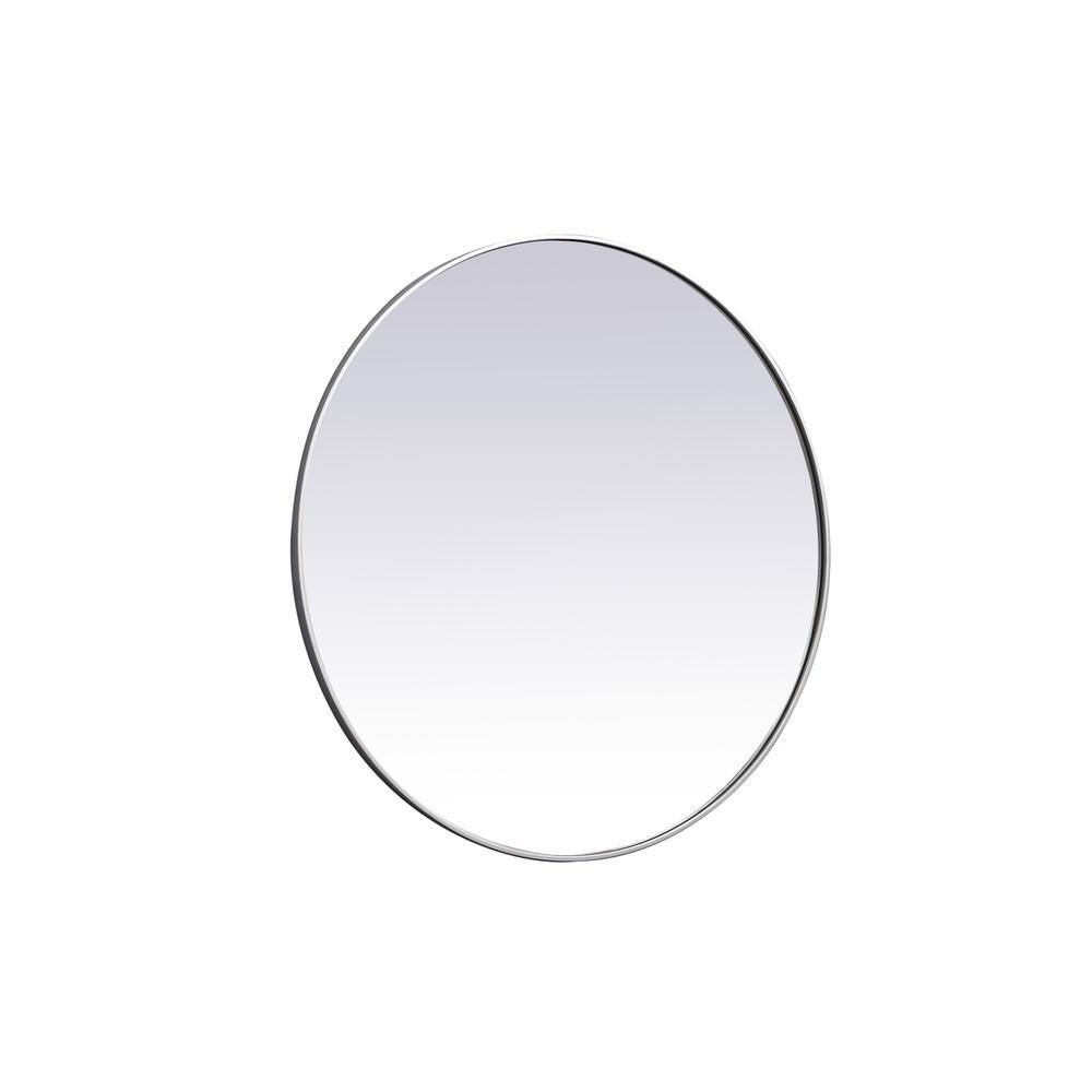 Angle. Elegant Decor - Metal frame round mirror 45 inch in silver - Silver.
