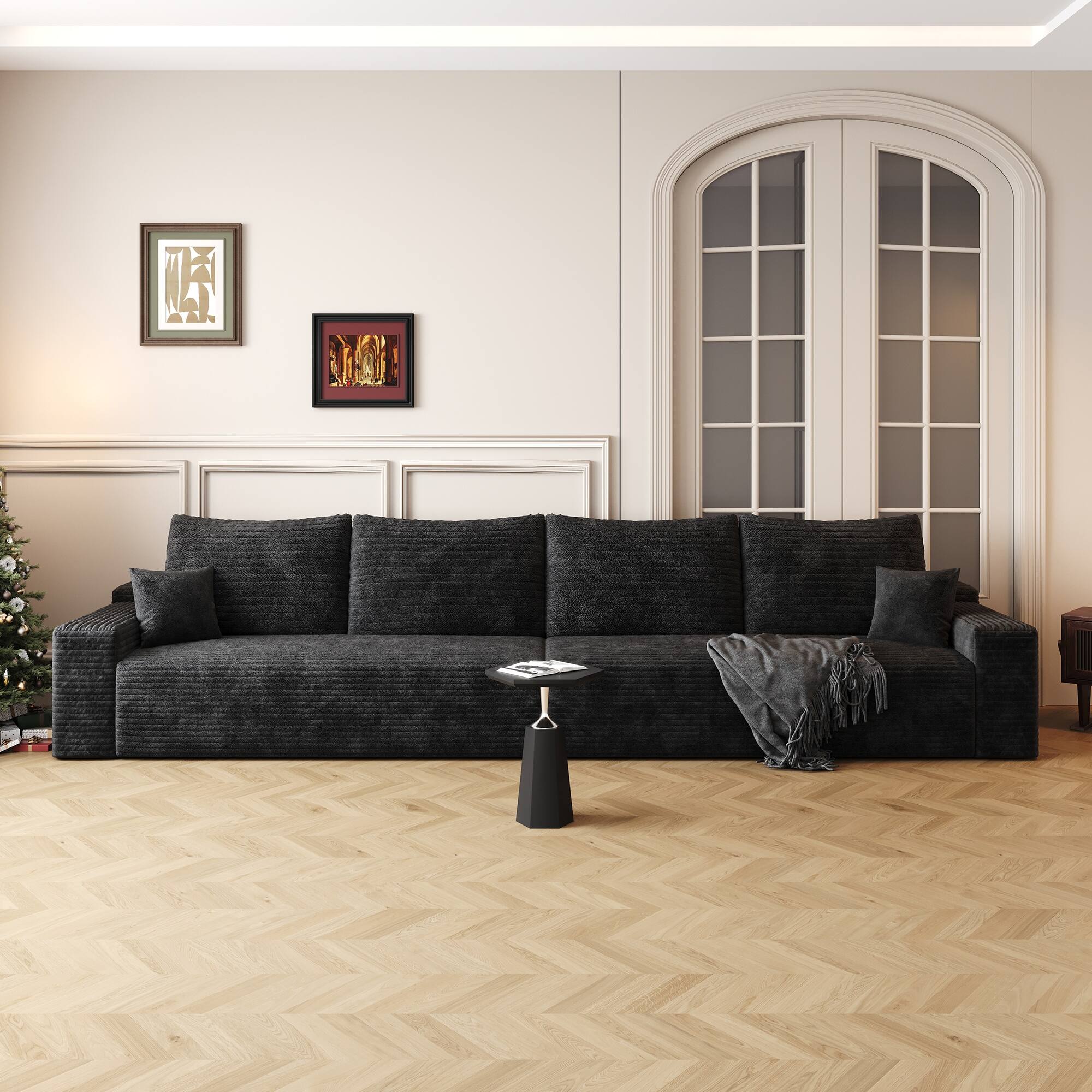 Alt View 2. Boyel Living - Black 4 Seat Foam Sofa 140.0-in L x 39.4-in W x 37.8-in H - Black.