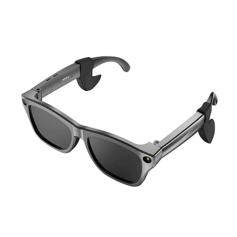 Front. Cluzine - AI Smart Glasses Photo Video Voice Call Object Recognition Translation IP65 Waterproof Bluetooth Connection - Black.