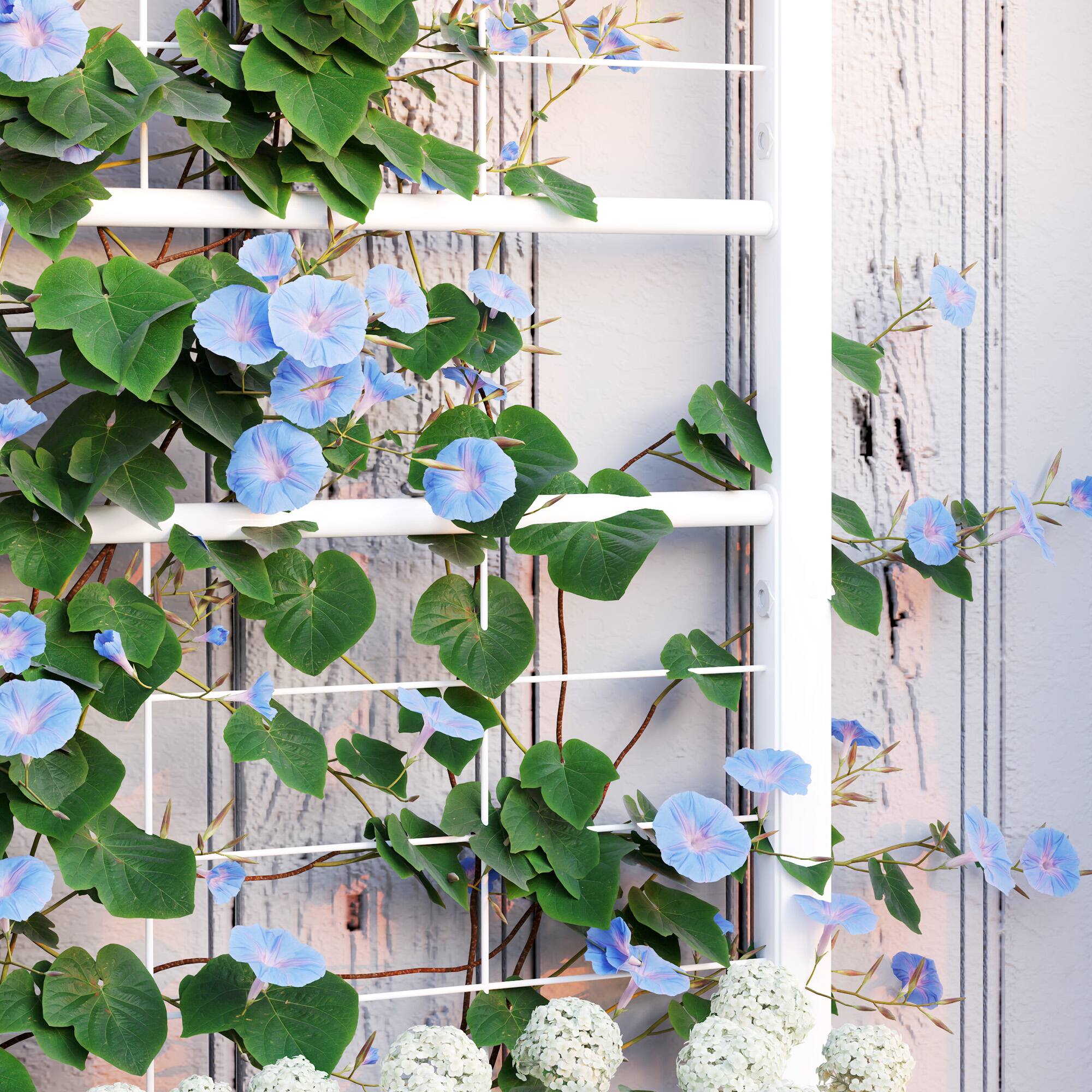 Alt View 7. Outsunny - Planter Box with Trellis, 35.4 x 15.7 x 47.2 inch Raised Garden Bed with Drainage Holes, Planters for Outdoor Plants - White.