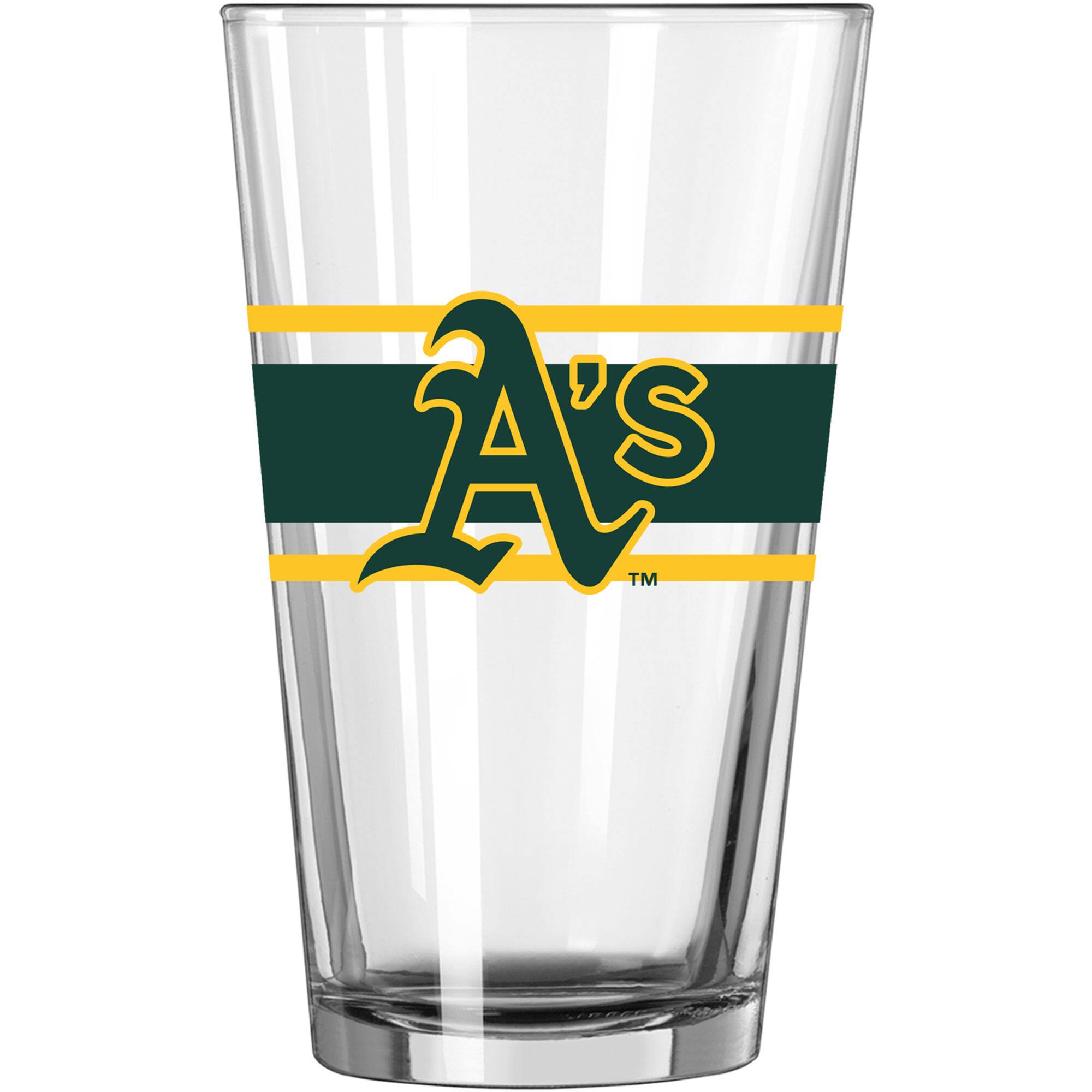 Front. Logo Brands - Oakland Athletics 16oz. Stripe Pint Glass - Multicolor.