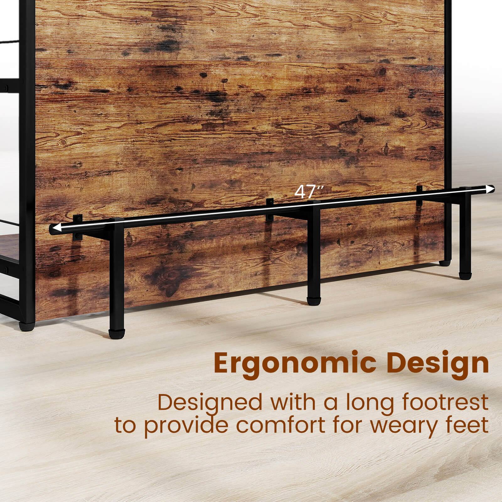 47" Ergonomic Design  
Designed with a long footrest to provide comfort for weary feet