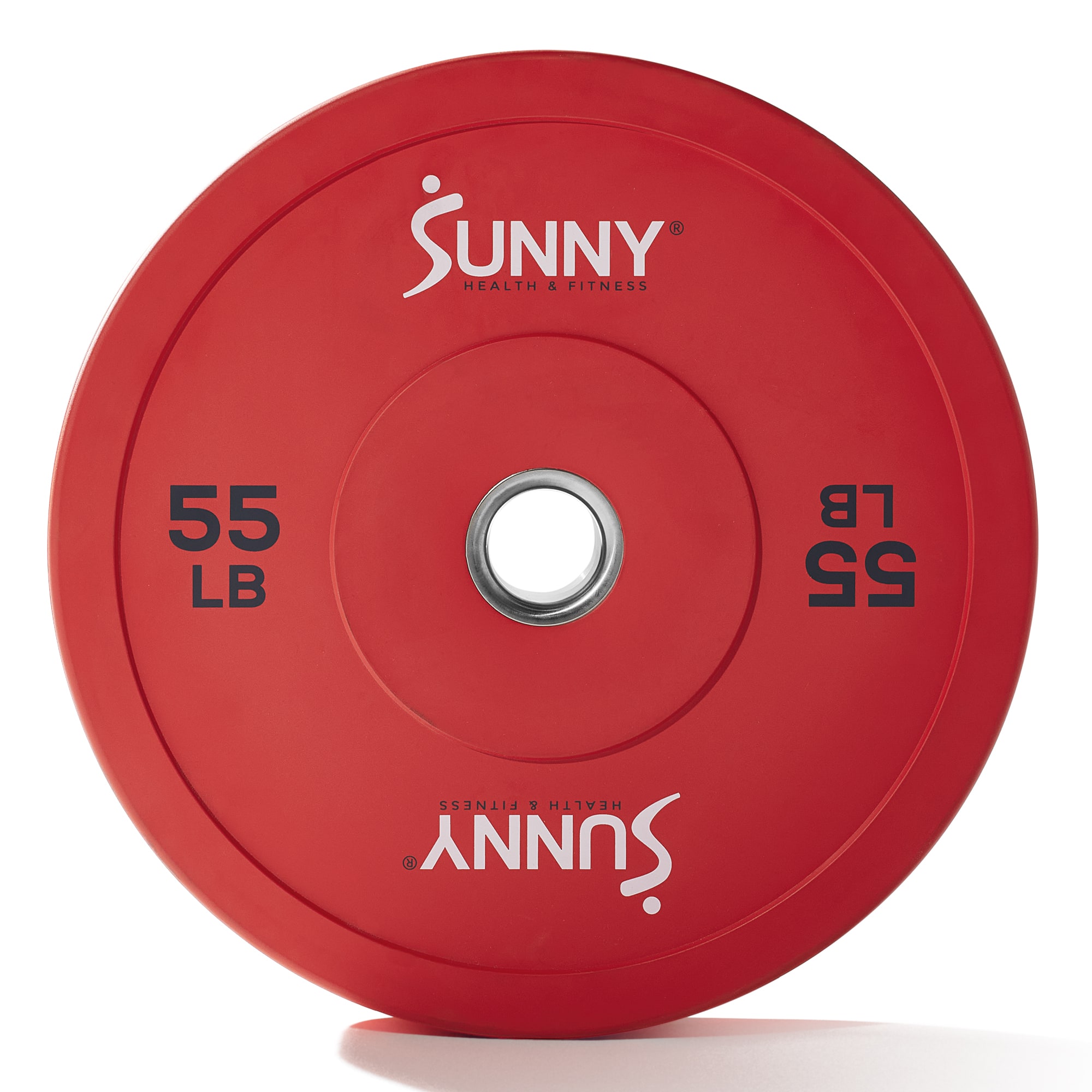Sunny Health & Fitness - Elite 2-inch Rubber Olympic Weight Plates 55-Pound (Single) - Red
