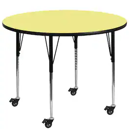 Flash Furniture - Wren Mobile 42'' Round Thermal Laminate Activity Table - Standard Height Adjustable Legs - Yellow