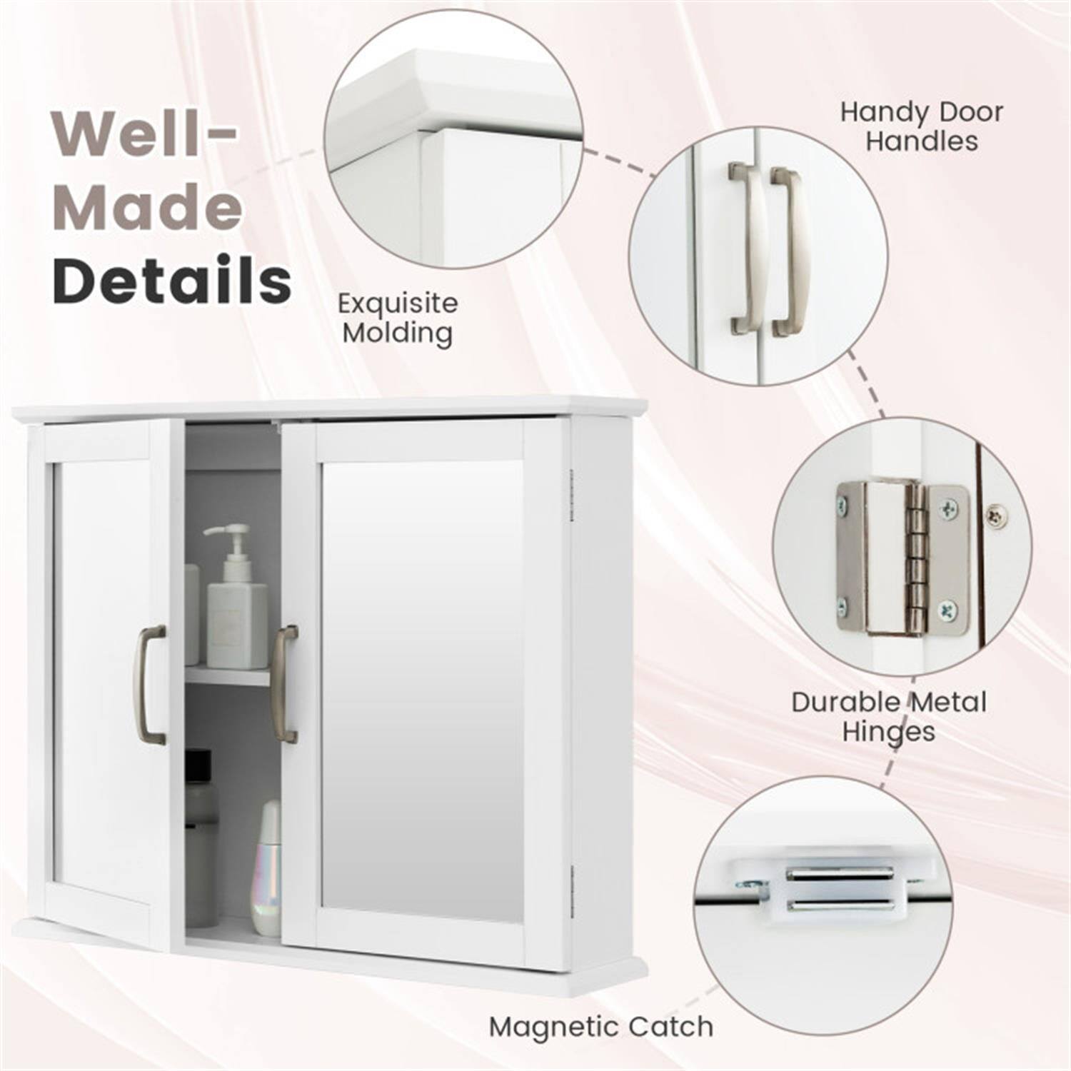 Well-Made Details  
Exquisite Molding  
Handy Door Handles  
Durable Metal Hinges  
Magnetic Catch