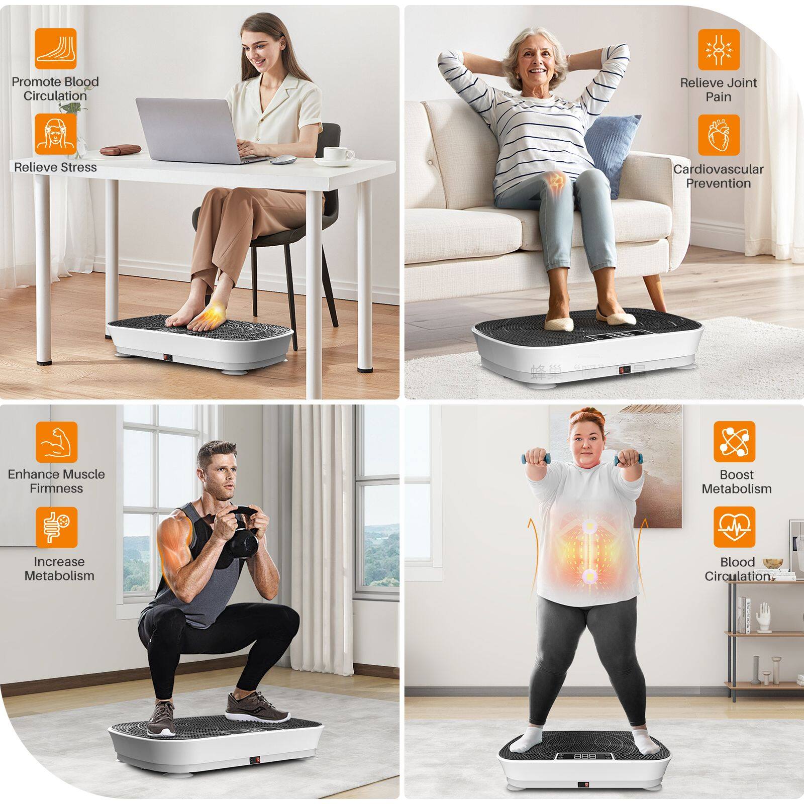 - Promote Blood Circulation
- Relieve Stress

- Relieve Joint Pain
- Cardiovascular Prevention

- Enhance Muscle Firmness
- Increase Metabolism

- Boost Metabolism
- Blood Circulation