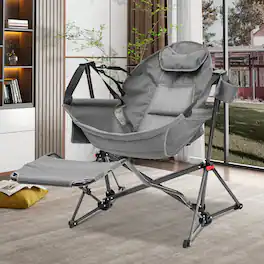 Ainfox - Hammock Camping Chair, Portable Heavy Duty Folding Swing Chair for Adults with Carrying Bag & Optional Footrest - Gray-with Footrest