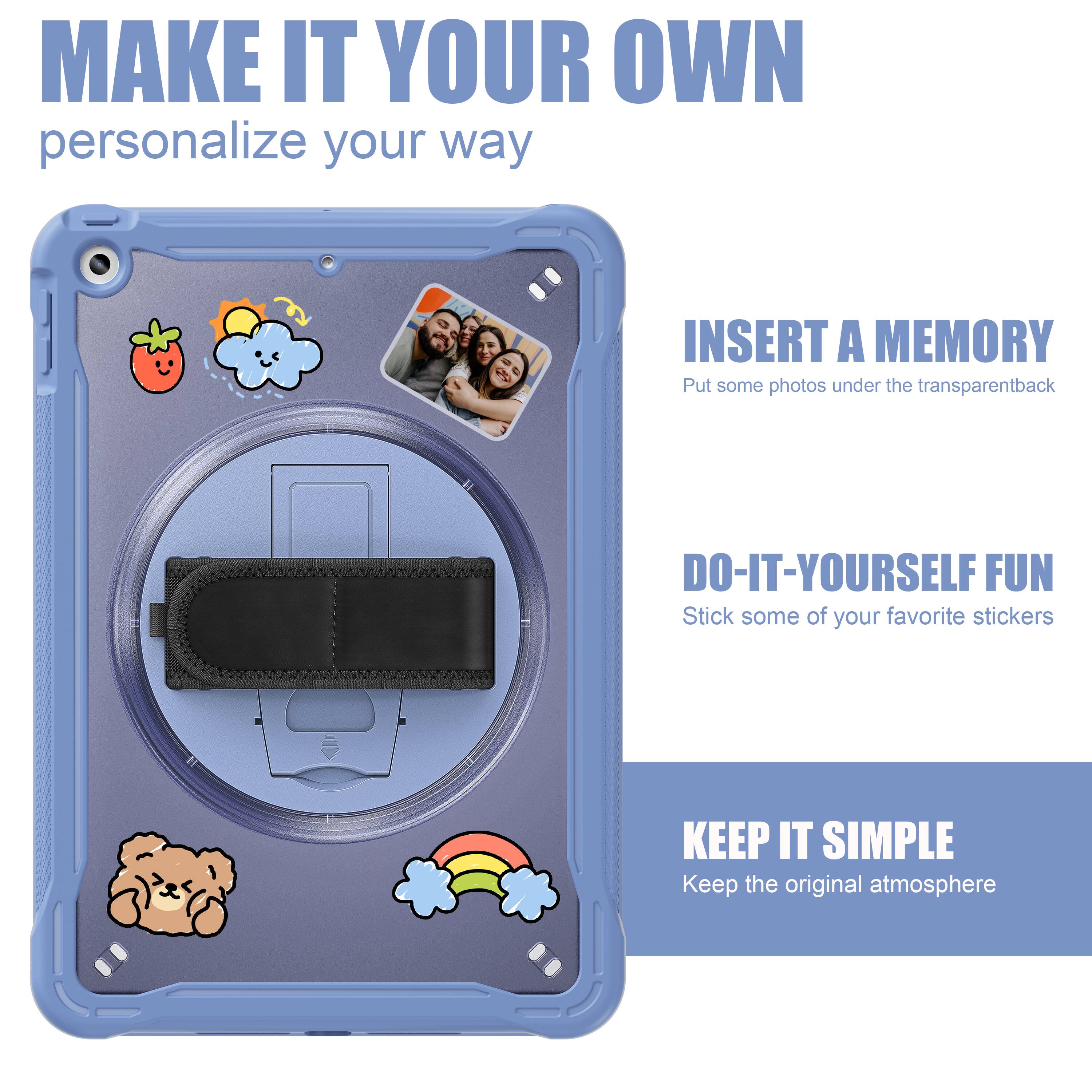 MAKE IT YOUR OWN  
personalize your way  

INSERT A MEMORY  
Put some photos under the transparent back  

DO-IT-YOURSELF FUN  
Stick some of your favorite stickers  

KEEP IT SIMPLE  
Keep the original atmosphere