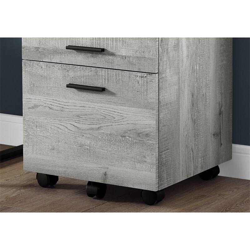 Back. HTUTWOO - File Cabinet with Wheels - Rolling Mobile Storage Cabinet, Printer Stand with Drawers, Contemporary Office Organizer - Grey.