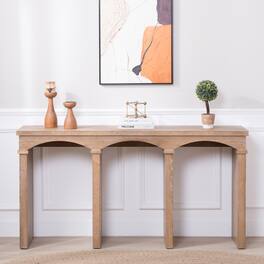 GOODSILO - Rustic Archway Entryway Console Table with Decorative Arched Legs and Natural Wood Finish - Antique Natural