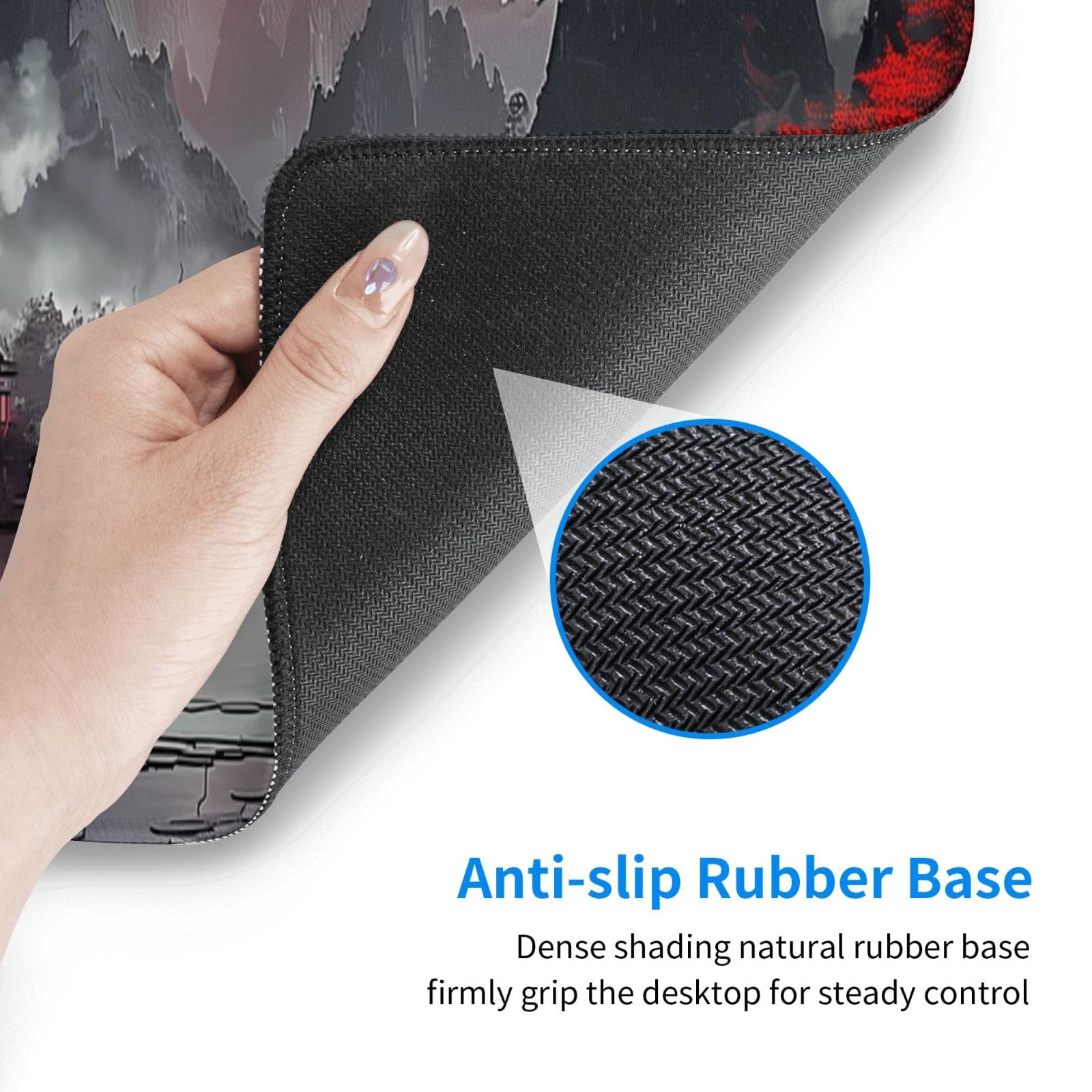 Anti-slip Rubber Base  
Dense shading natural rubber base firmly grip the desktop for steady control