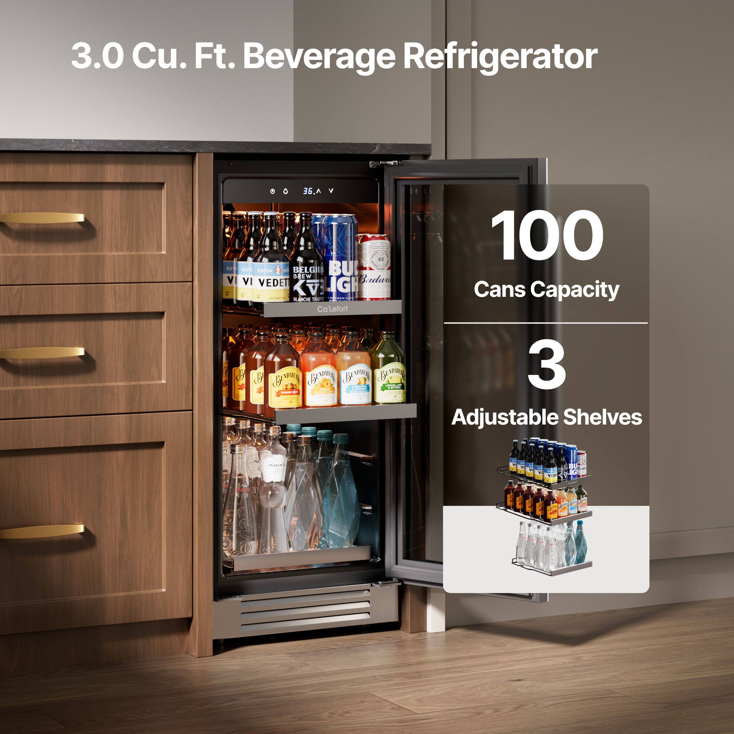3.0 Cu. Ft. Beverage Refrigerator

- 100 Cans Capacity
- 3 Adjustable Shelves