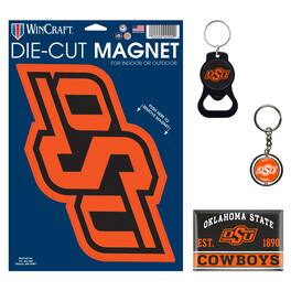 WinCraft - Oklahoma State Cowboys 4-Pack Key Rings and Magnets Set - Multicolor