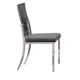 Manhattan Lane - Metal Dining Side Chair with Acrylic Backing, Set of 2 - Silver and Gray