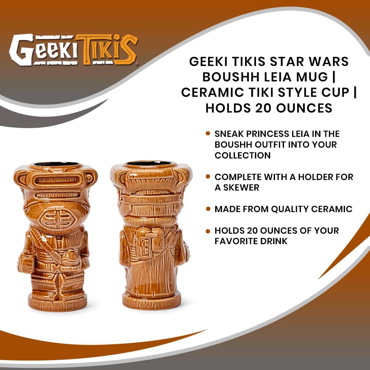 Geeki Tikis Star Wars Boussh Leia Mug | Ceramic Tiki Style Cup | Holds 20 Ounces

- Sneak Princess Leia in the Boussh outfit into your collection
- Complete with a holder for a skewer
- Made from quality ceramic
- Holds 20 ounces of your favorite drink