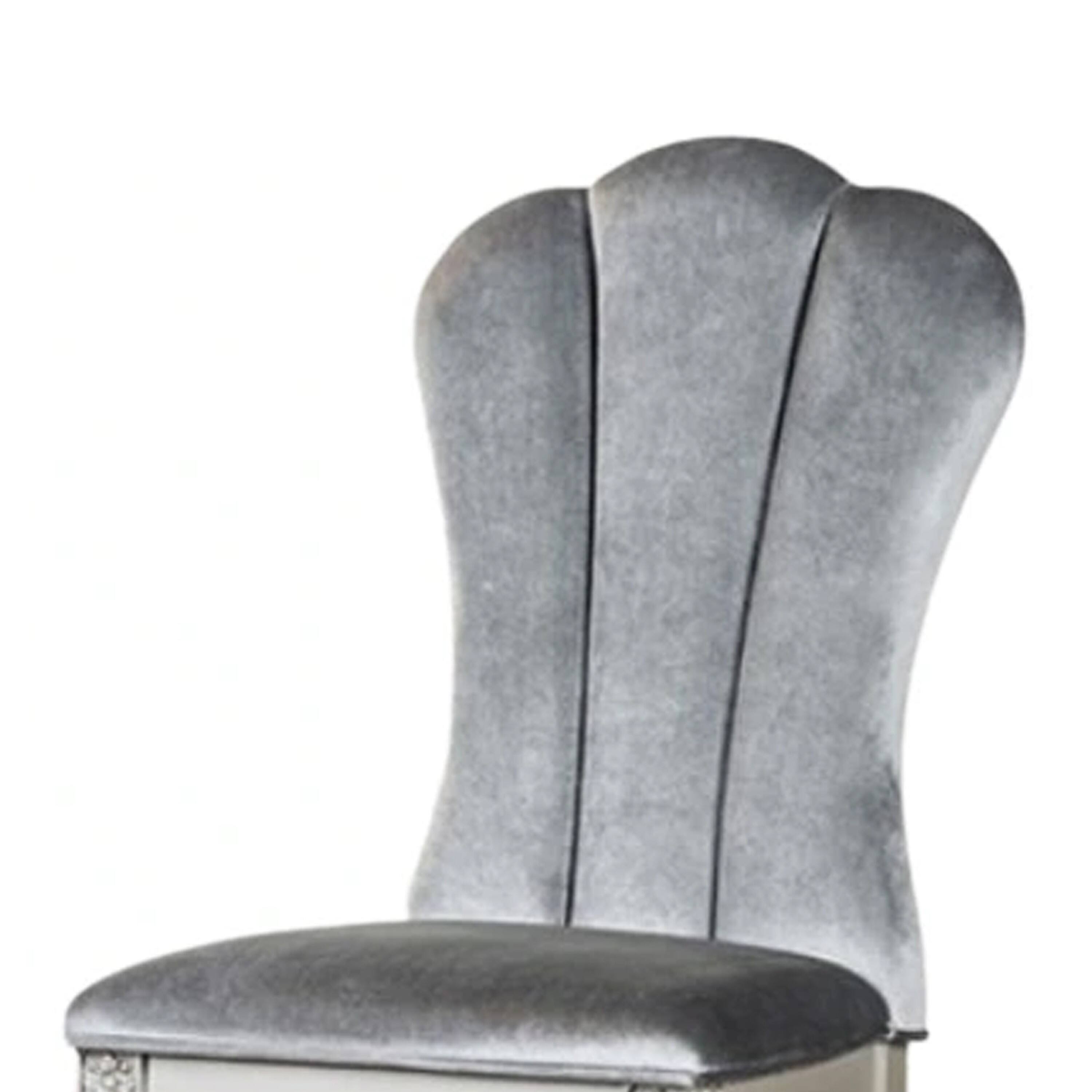 Alt View 2. Manhattan Lane - Hixe Side Dining Chair Set of 2, Gray Fabric Cushioned Seats - Silver, Light Gray.