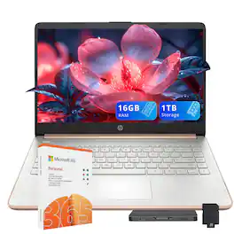 HP - Stream 14" HD Business Laptop,Intel Celeron N4120,16GB RAM,64GB eMMC+1TB Dock Set,1 Year Office 365 ,Win 11 - Gold