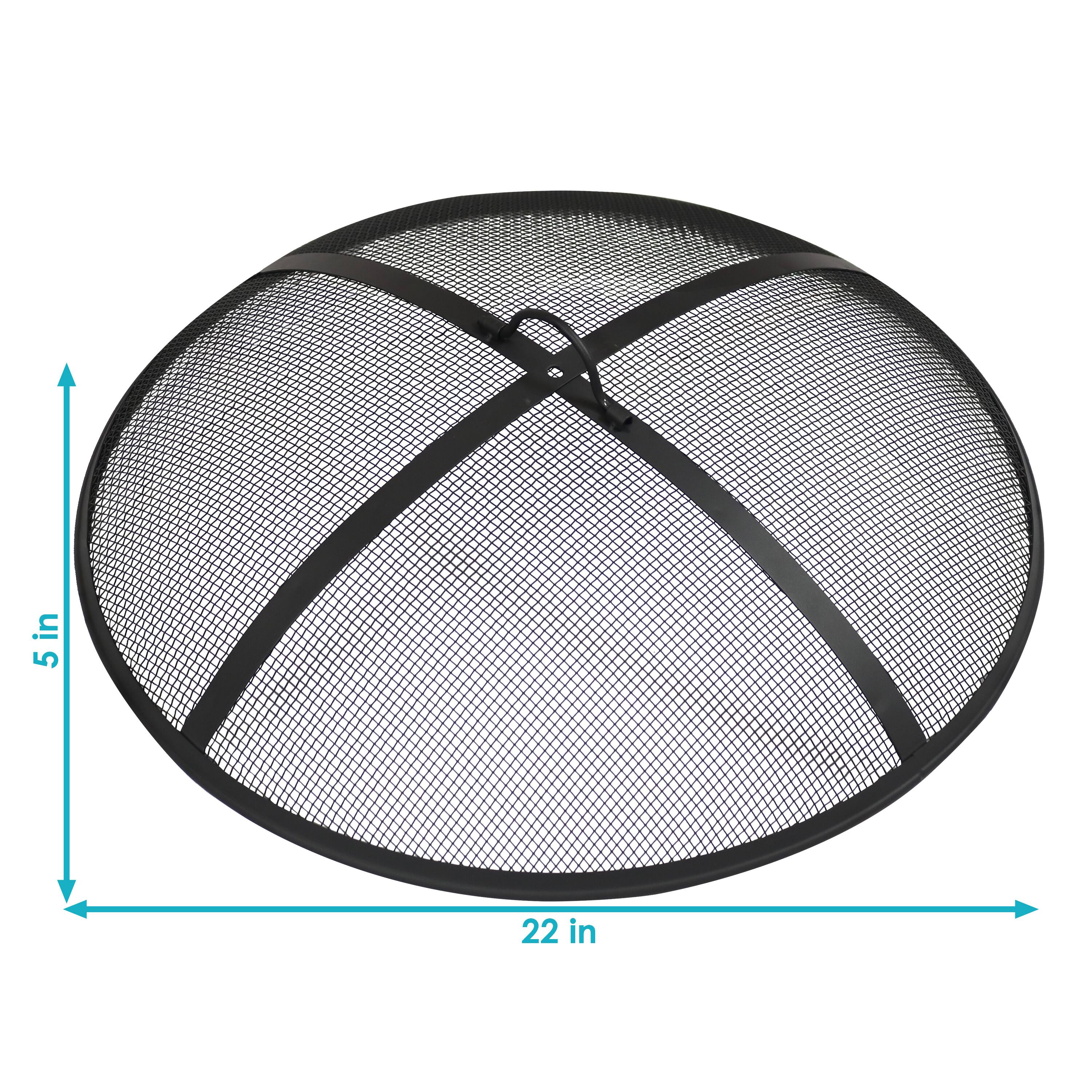 Alt View 7. Sunnydaze - 22 in Steel Round Fire Pit Spark Screen - Black.
