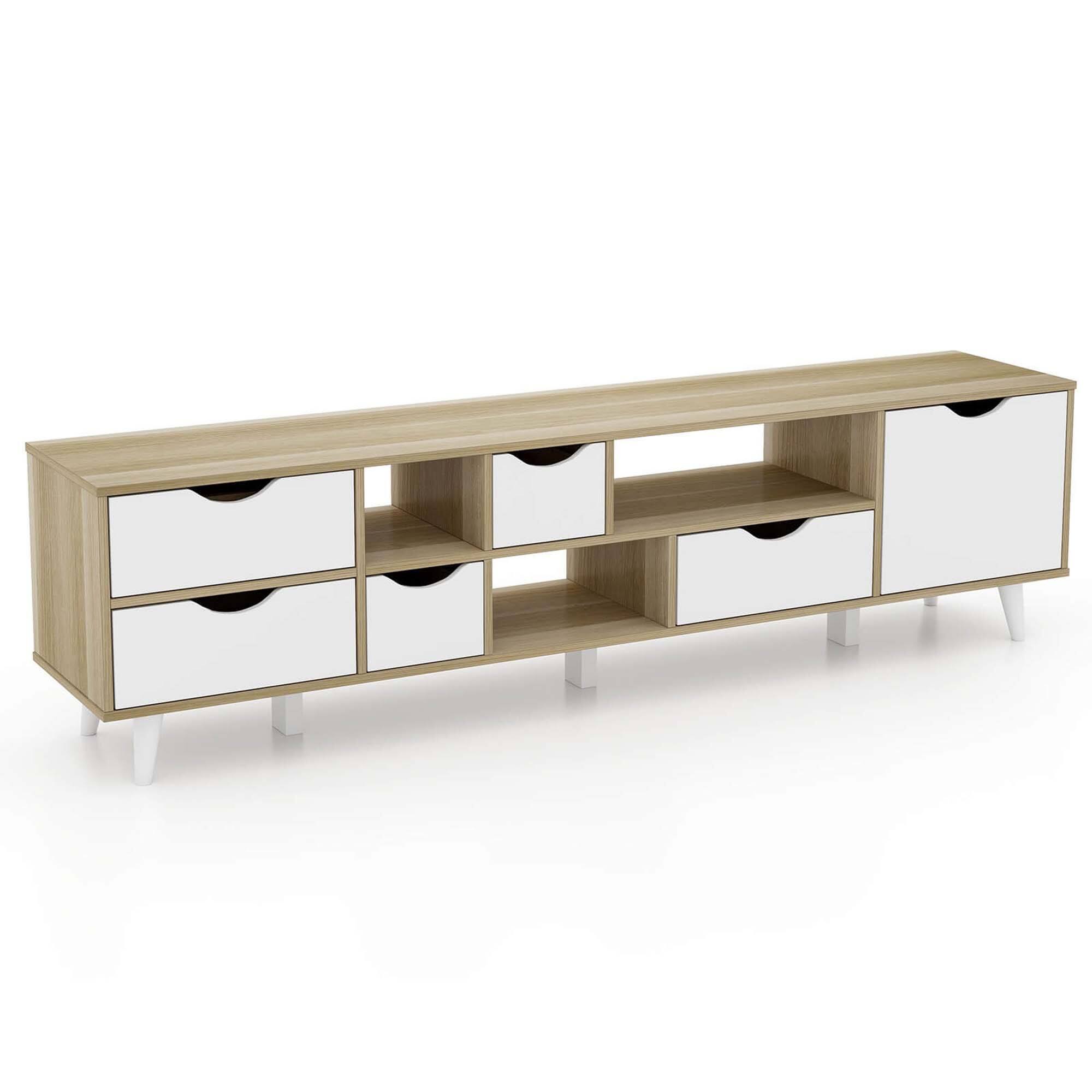 Alt View 19. Costway - TV Stand for TVs up to 65" with Storage 5 Drawers & 3 Open Shelves for Bedroom - Oak.