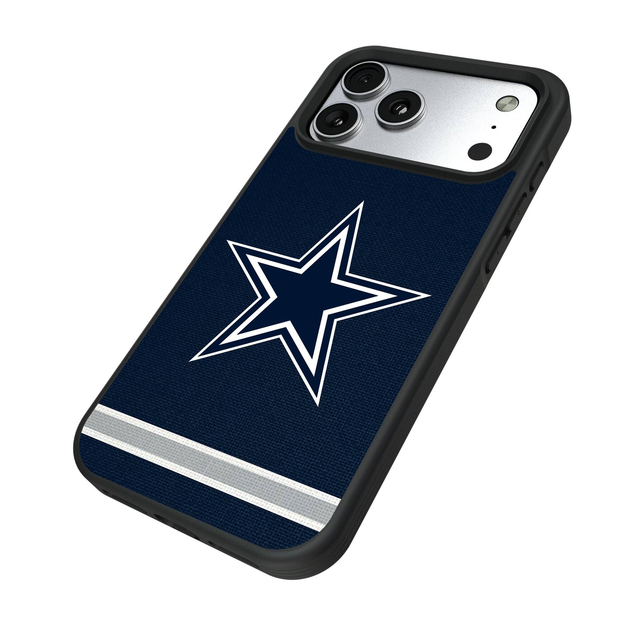 Alt View 1. Keyscaper - Dallas Cowboys iPhone Stripe Design Bump Case - 13 Pro Max - Multicolor.