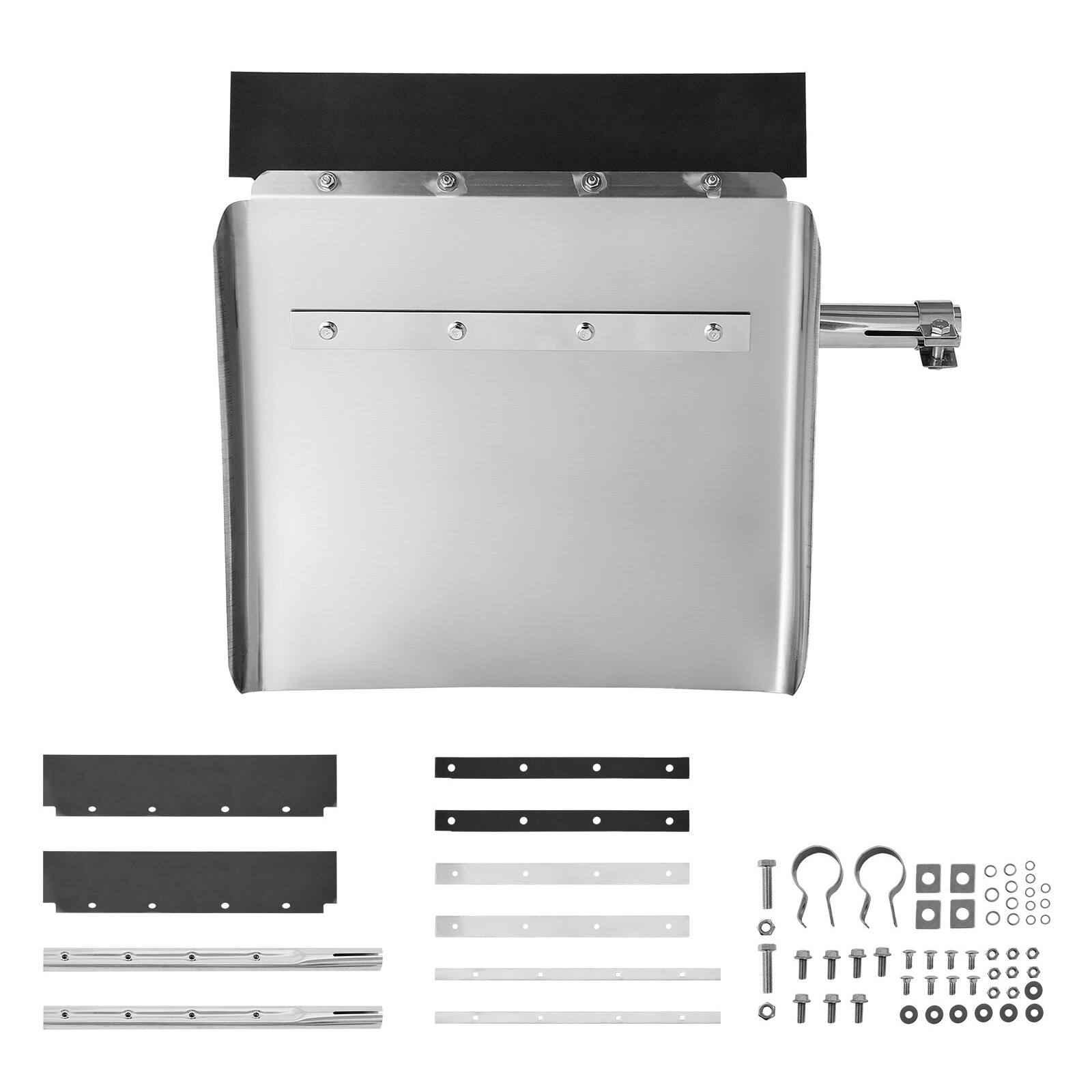 Front. VEVOR - Stainless Steel Quarter Fenders for Semi Trucks, 24" x 24" Semi Truck Fenders with Tube Bracket and Mounting Hardware - Silver.