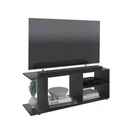 Front. TuHome - Goodwood Tv Stand Black MDF - Black.