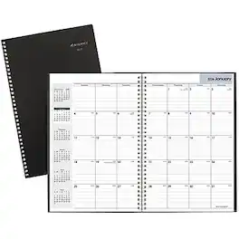 AT-A-GLANCE - 2026 DayMinder 8" x 12" Monthly Planner, Faux Leather Cover - Black
