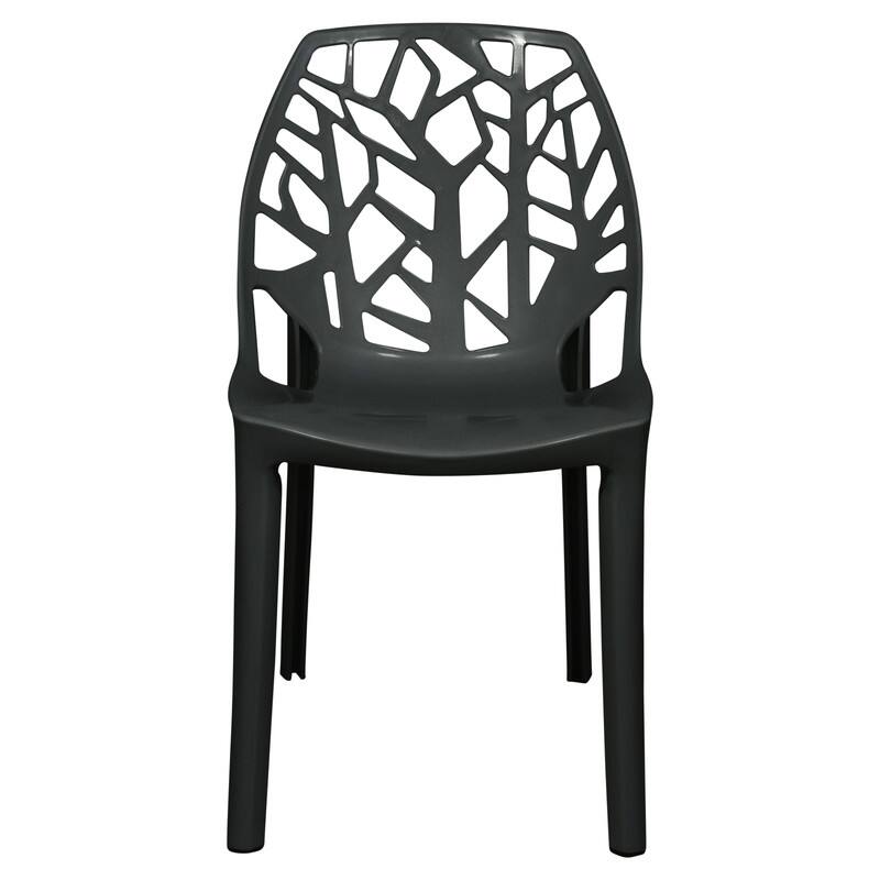 Left. LeisureMod - Cornelia Modern Stackable Accent Dining Chair with Cut Out Backrest Design for Dining Rooms or Patios - Solid Black.