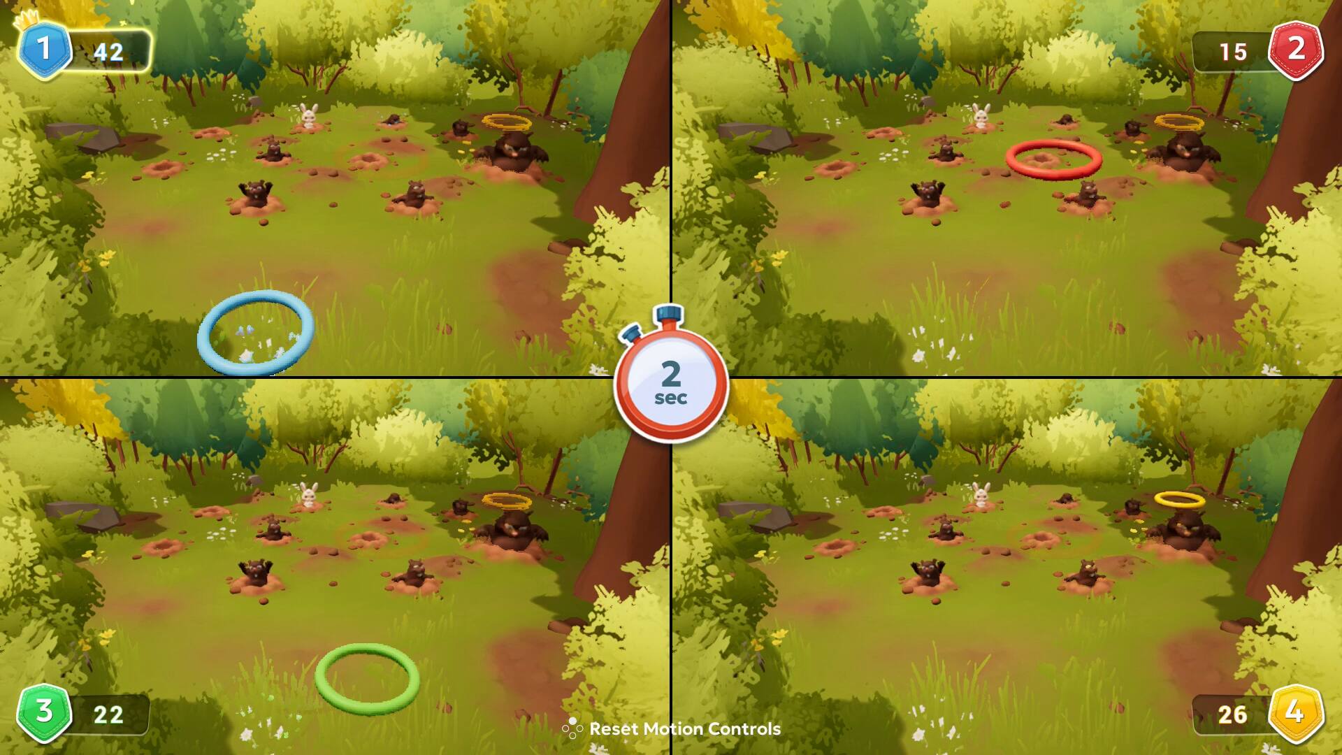 1 42, 2 15, 3 22, 4 26, 2 sec, Reset Motion Controls