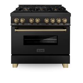 ZLINE - Autograph 36" Legacy Dual Fuel Range with Bronze Accents (RABZ-36-CB) - Black