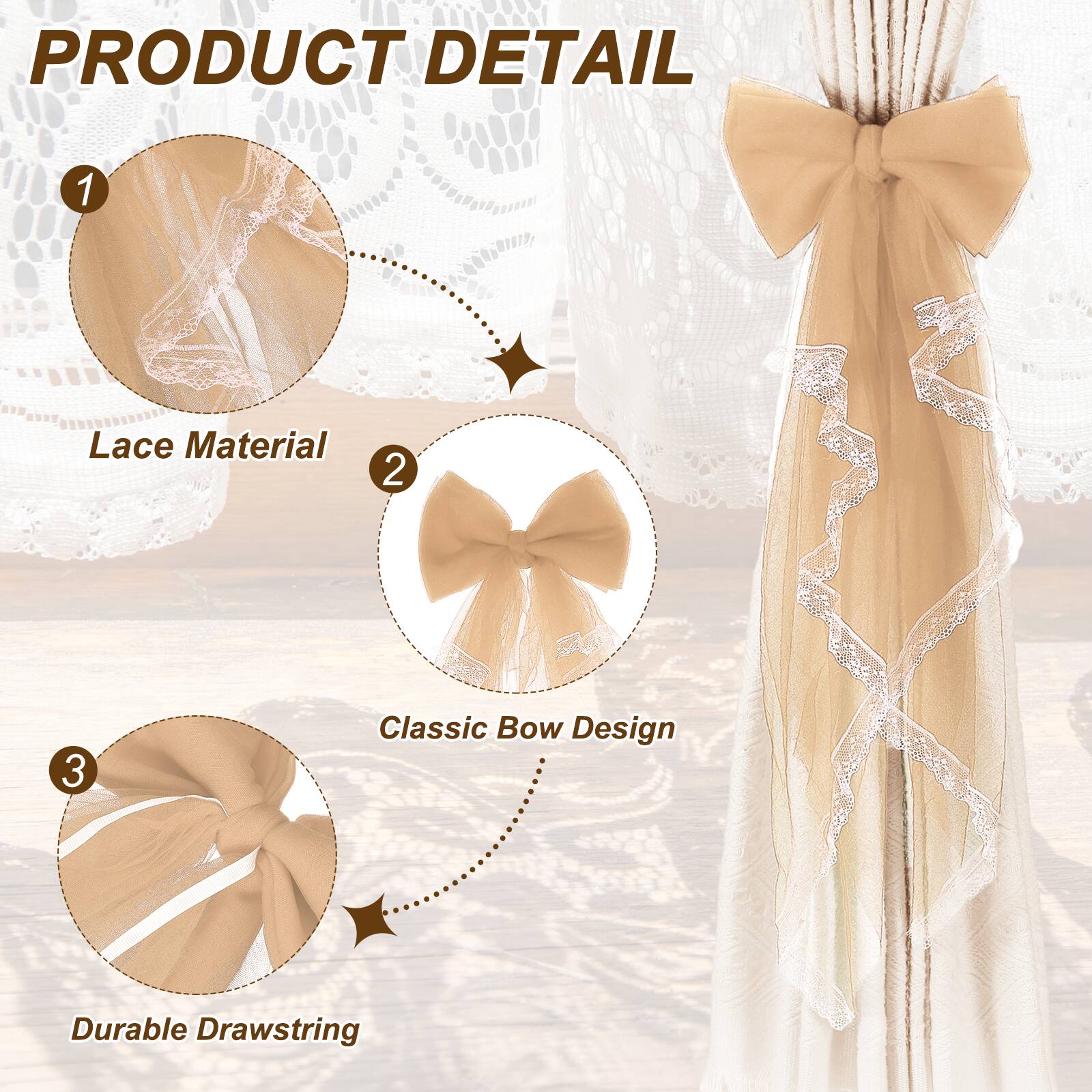 PRODUCT DETAIL

1. Lace Material
2. Classic Bow Design
3. Durable Drawstring