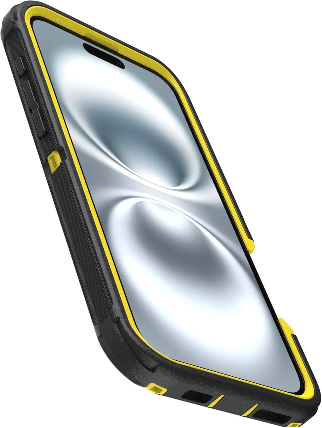 Back. OtterBox - OtterBox - Defender Series Hard Shell Case With Magsafe for Apple iPhone 16 Plus - Night Rever (Yellow & Black) - Night ( Black & Yellow ).