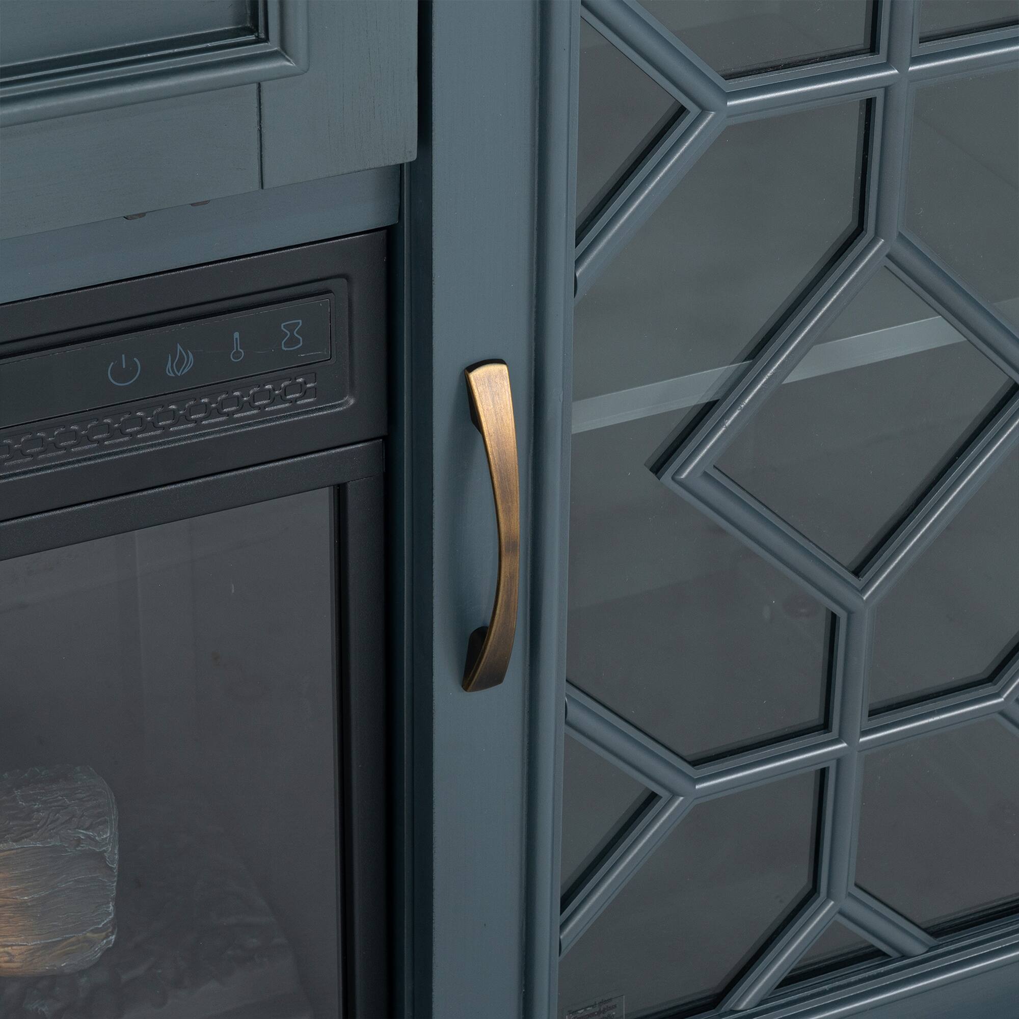 Alt View 5. Vaczon - 74" Fireplace TV Stand with Electric Fireplace, Entertainment Center Media Console with Storage Cabinets for Living Room - Blue Gray.