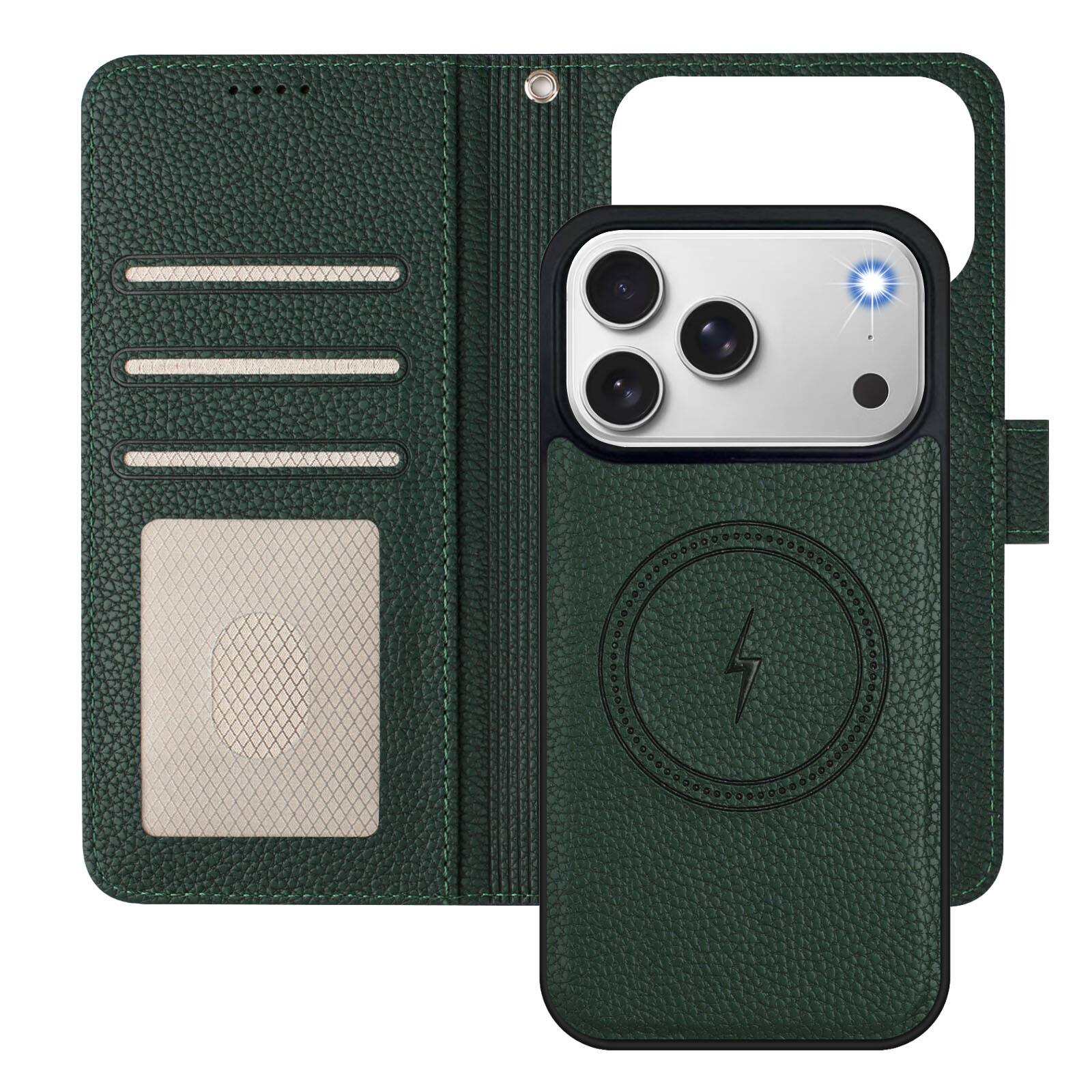 Alt View 1. Dteck - for Apple iPhone 17 Pro Max Magnetic Detachable Wallet Case,2-in-1 Folio Cover with Card Slots Wrist Strap & Kickstand - Blue.