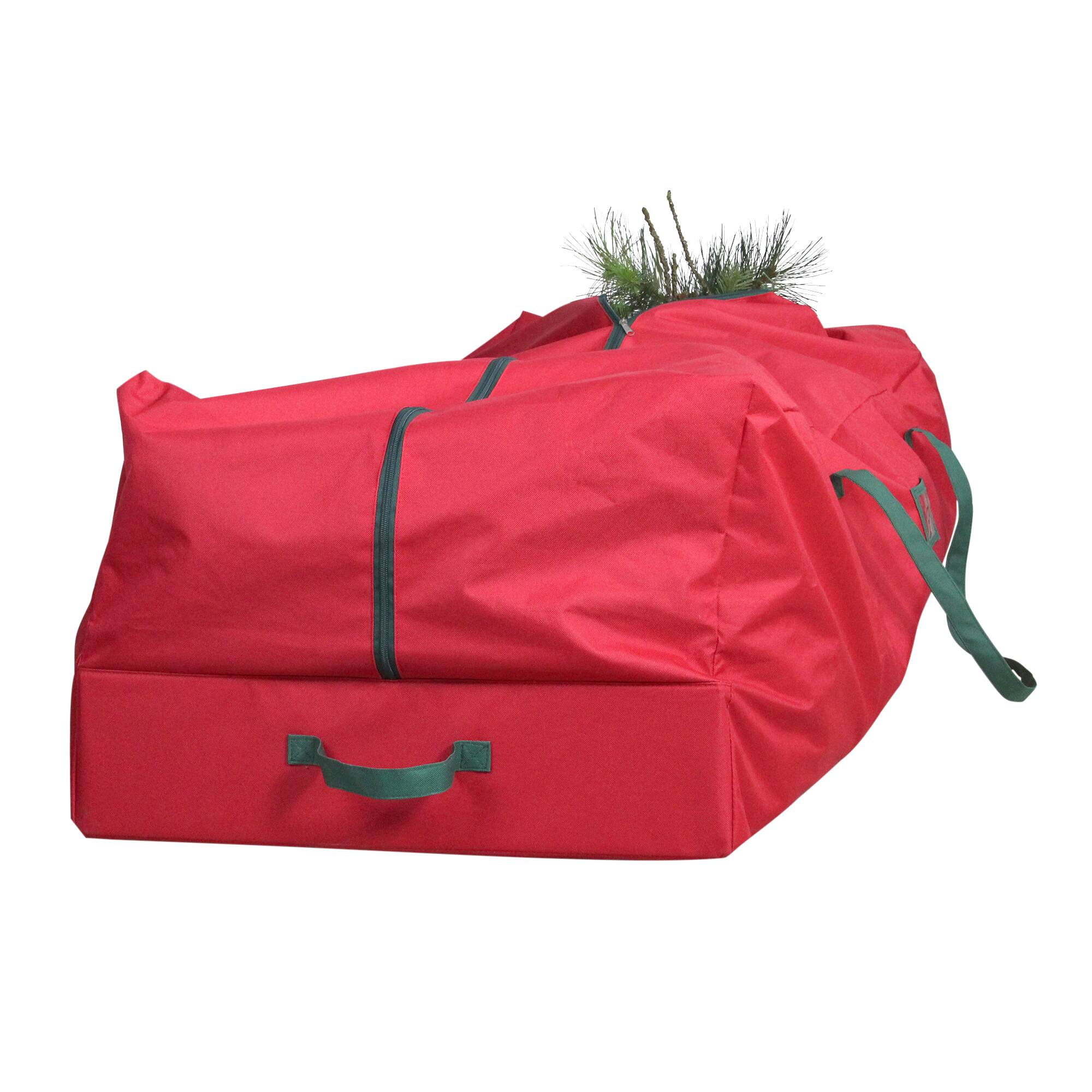Alt View 1. Northlight - 7.5’ Red and Green Rolling Artificial Christmas Tree Storage Bag - Red.