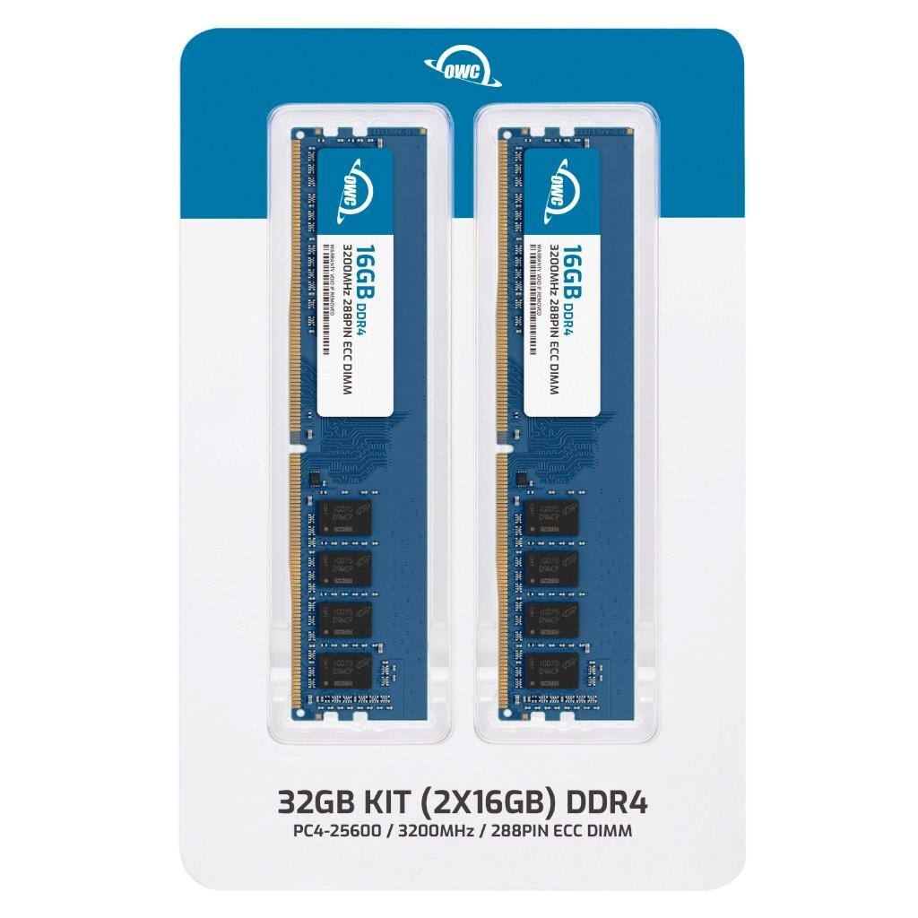 OWC 3200MHz 16GB 288PIN DDR4 ECC DIMM

32GB KIT (2X16GB) DDR4 PC4-25600 / 3200MHz / 288PIN ECC DIMM