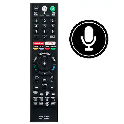 INPUT SYNC MENU STB MENU 1 2 3 4 5 6 7 8 9 0 DISPLAY Google Play YELLOW BLUE NTFX RED GREEN ACTION MENU GUIDE APPS BACK HOME TV VOL CH JUMP + + MUTING - I AUDIO PLAY SUBTITLE PREV PAUSE NEXT CC HELP WIDE STOP PIC OFF RMF-TX310U RMF-TX220U