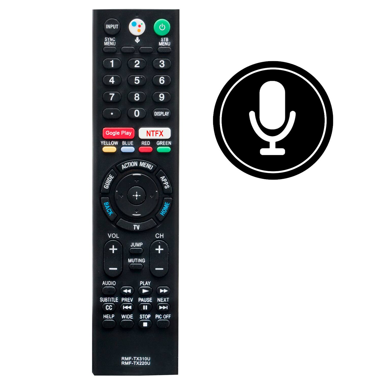 ZdalaMit - New RMF-TX220U RMF-TX310U Replacement Voice Remote fit for Sony Bravia TV - Black