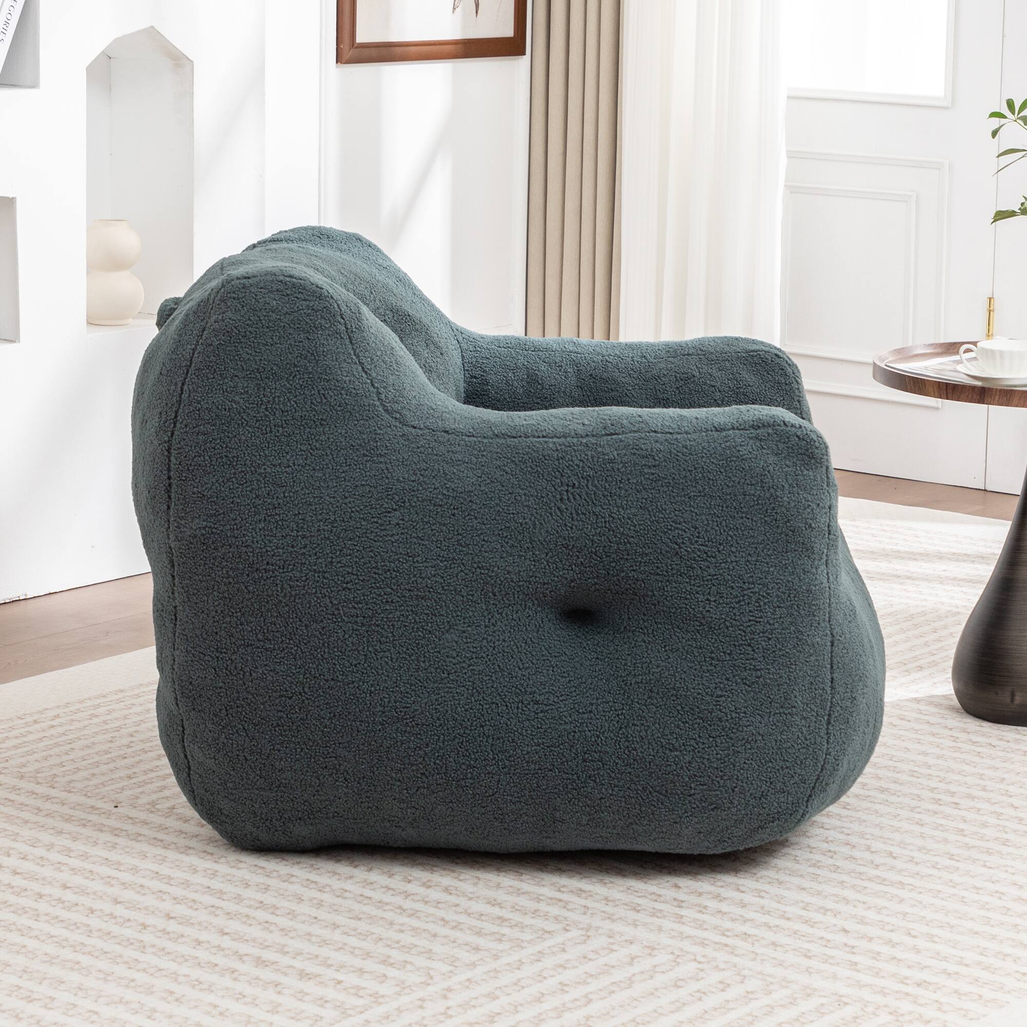 Alt View 1. GOODSILO - Bean Bag Sofa Chair with Armrests - Stuffed High-Density Foam, Lazy Comfy Chair for Adults, Living Room, Bedroom Reading - Light Green.