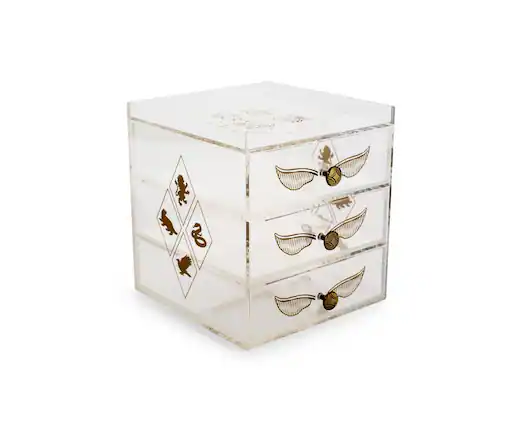 Front. Ukonic - Harry Potter Snitch Acrylic Beauty Organizer Storage Case - Clear.