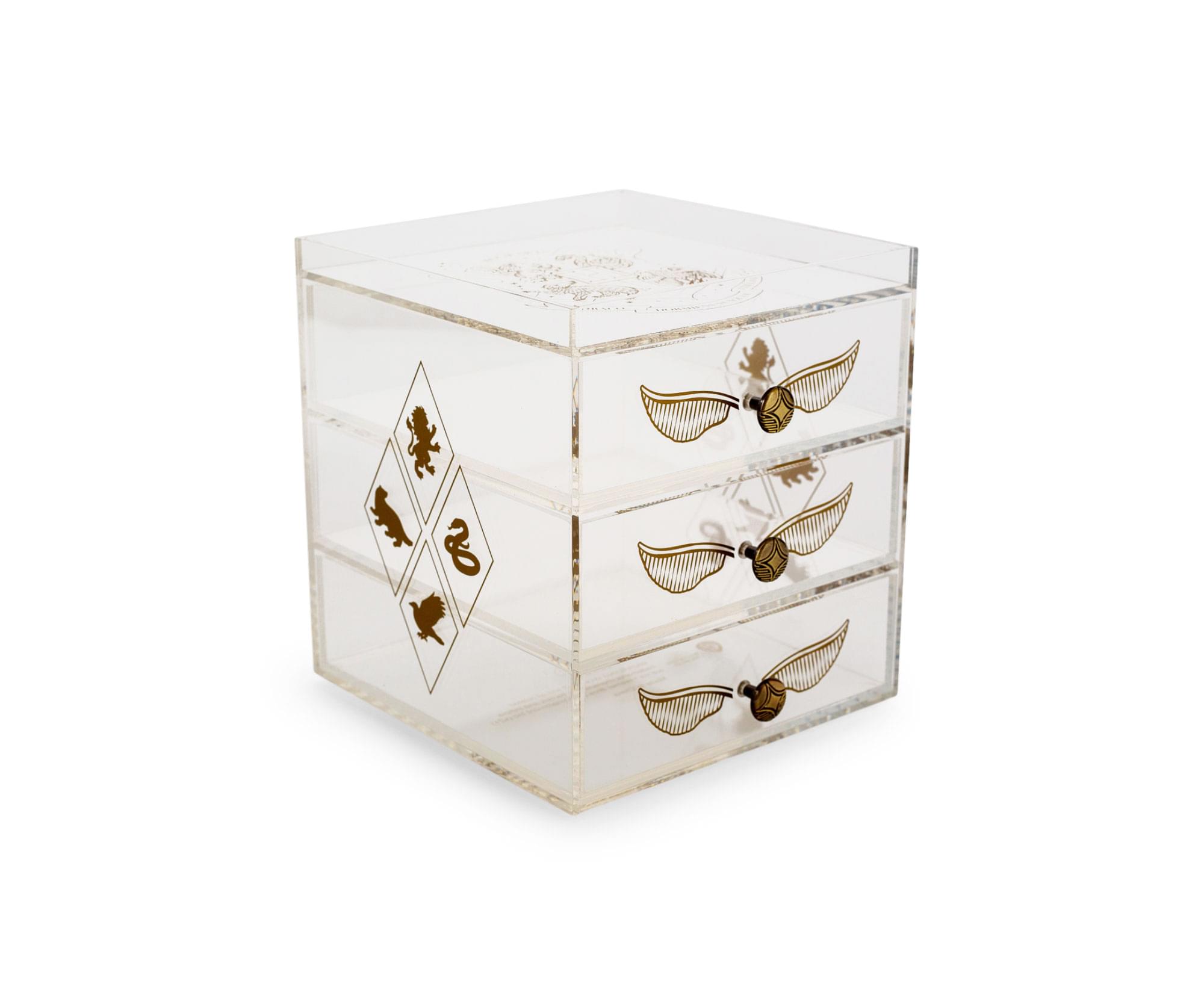 Front. Ukonic - Harry Potter Snitch Acrylic Beauty Organizer Storage Case - Clear.