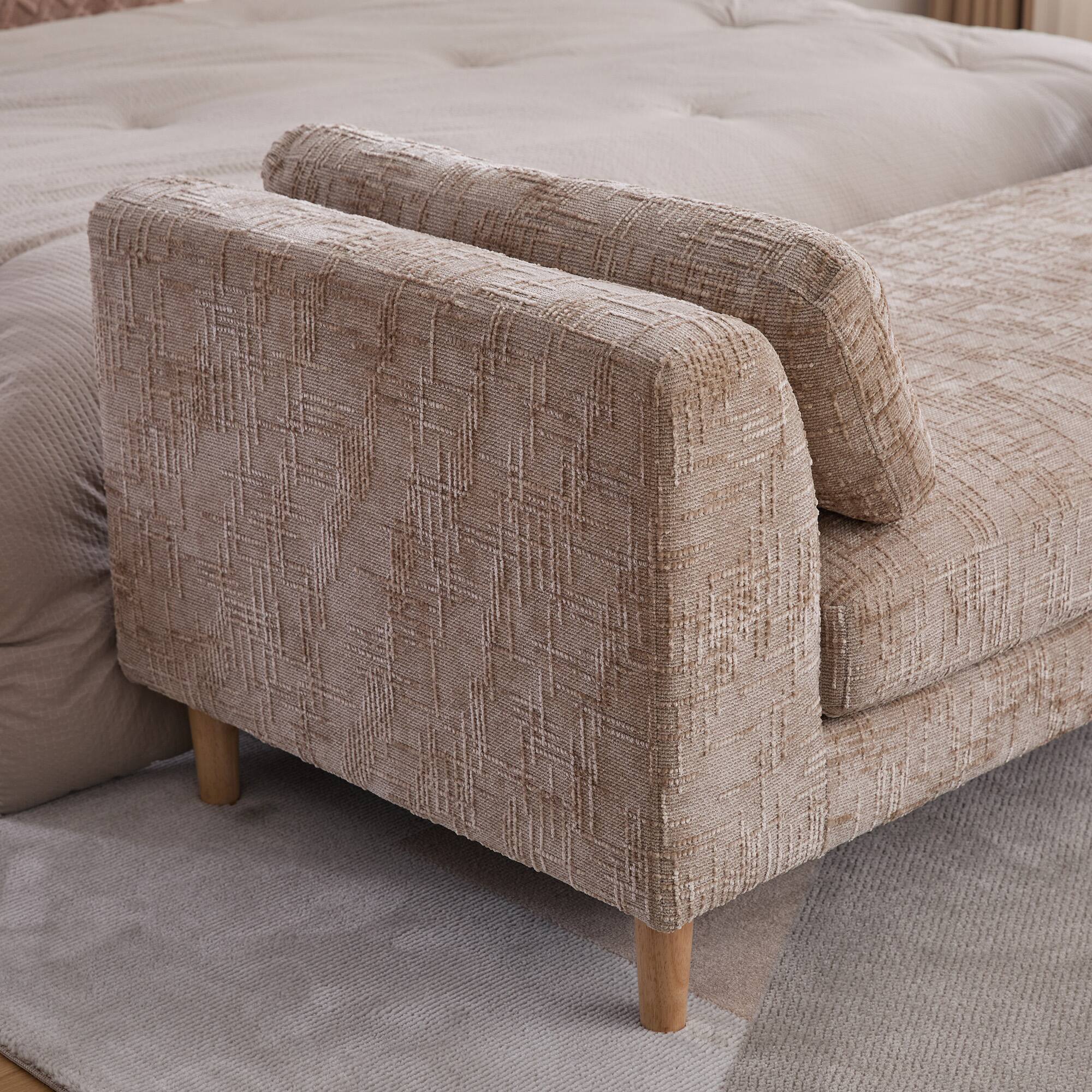 Boyel Living Upholstered Chaise Lounge Bench with Armrests and Bolster ...