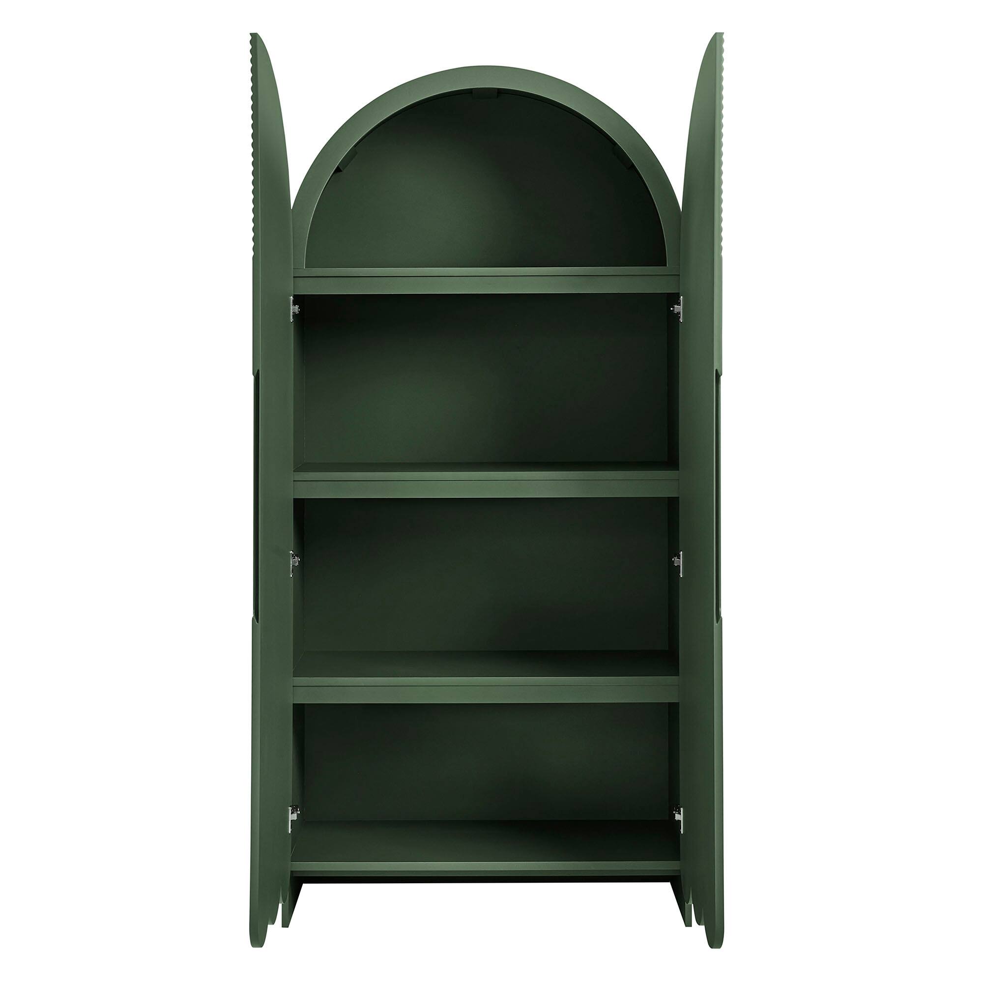 Alt View 5. Modway - Dahlia 78 Inch Fluted and Scalloped Arched Storage Cabinet by Modway - Hunter Green.