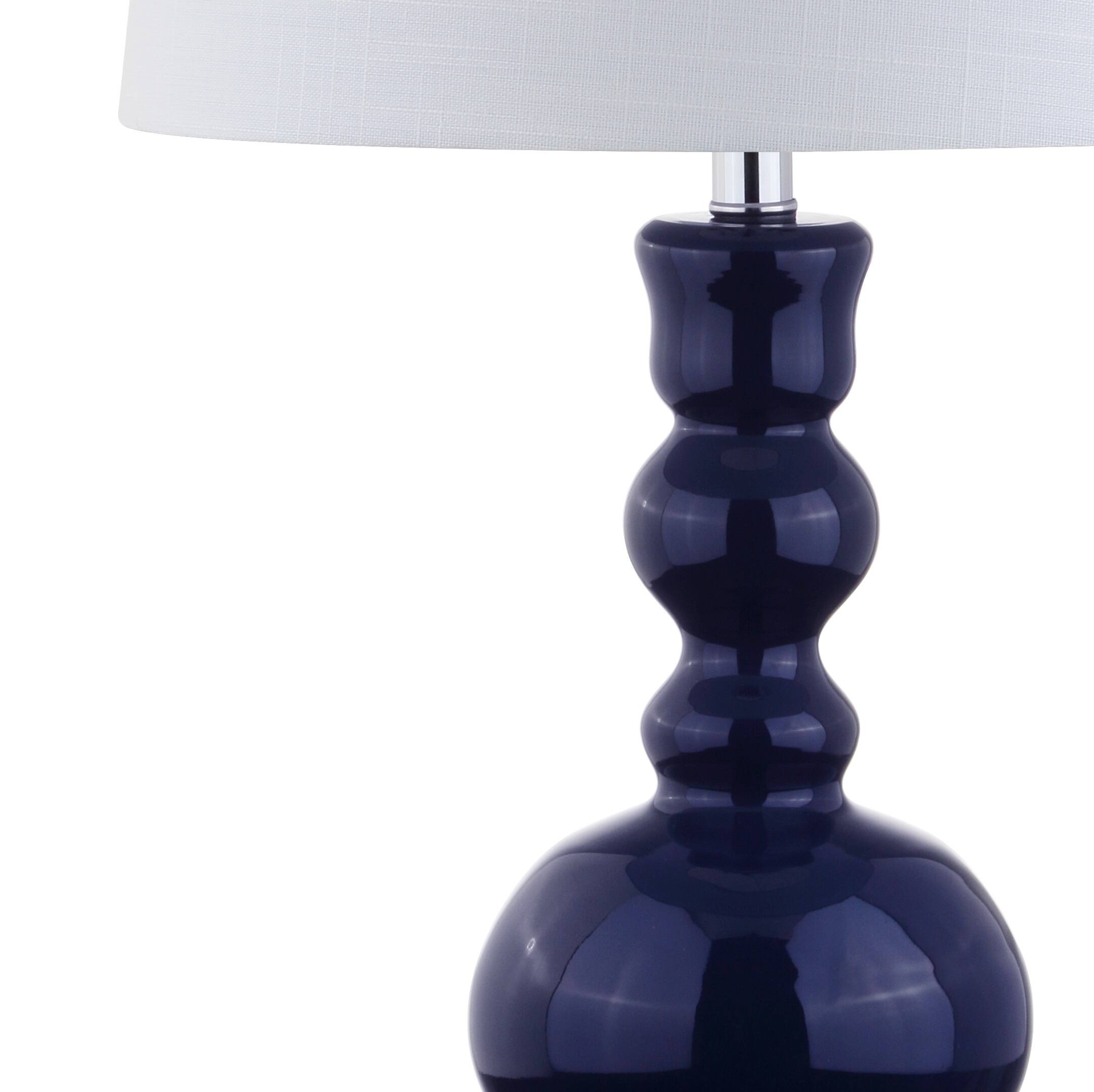 Alt View 6. Jonathan Y - Genie 28.5" Glass LED Table Lamp, Navy (Set of 2) - Navy.