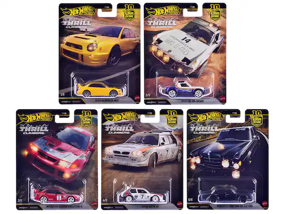 HOT WHEELS PREMIUM THRILL CLIMBERS FPY96 10 CAR CULTURE 1/5 - Racer SUBARU IMPREZA WRX MATTEL 2/5 NETA PORSCHE 914 SAFARI 3/5 MITSUBISHI LANCER EVOLUTION VI 4/5 LANCIA DELTA S4 5/5 MERCEDES-BENZ 300 SEL 6.8 AMG