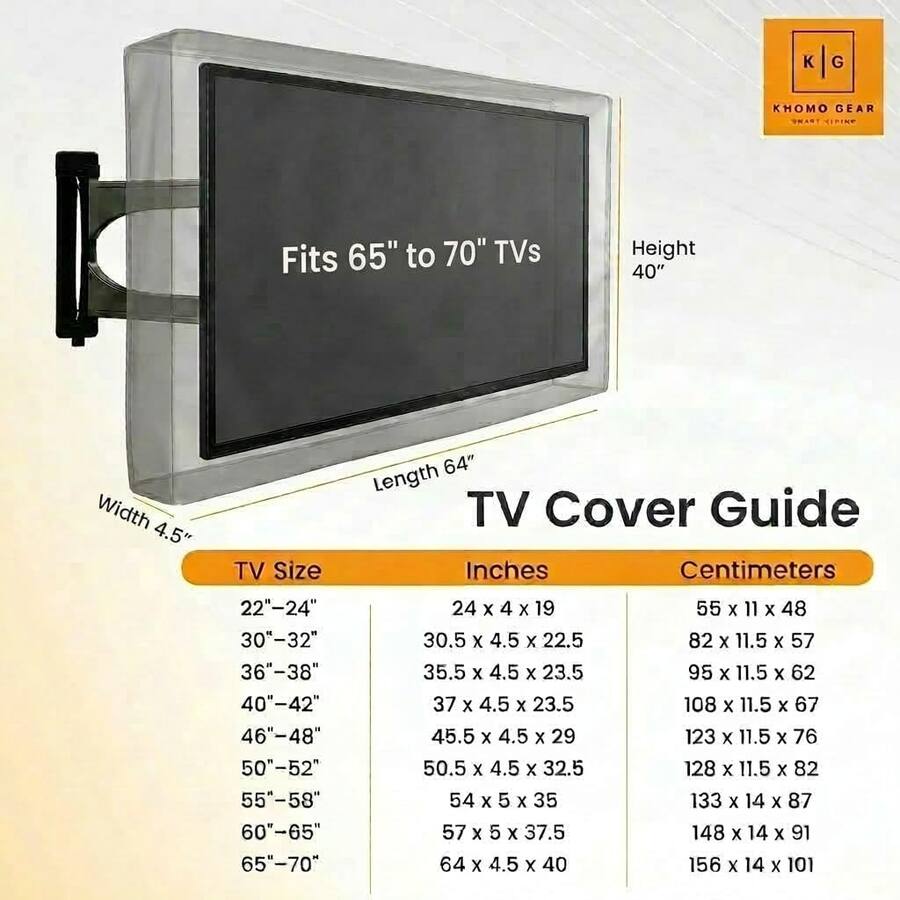 KHOMO GEAR Outdoor TV Cover 65 To 70 Weatherproof Protector For KHOMO GEAR Outdoor TV Cover 65 To 70 Weatherproof Protector For
