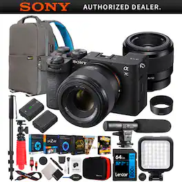 Bundle - Sony - a7C II Full Frame Mirrorless Camera Body Black + 50mm F1.8 Lens Kit